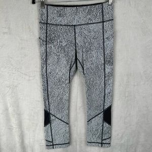 Lululemon Pants Womens 6 Black White Pace Rival Crop Leggings Stretch Mesh Gym